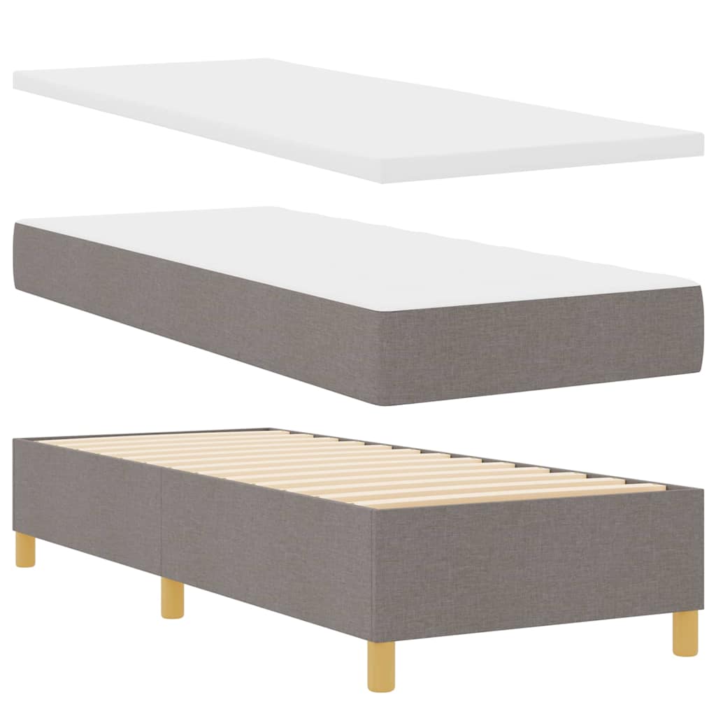 Lit à ressorts avec bandes LED Taupe 80 x 200 cm tissu
