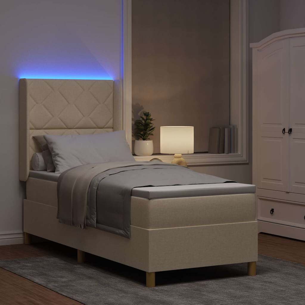 Lit à ressorts avec matelas Crème 80 x 200 cm tissu - XIOS