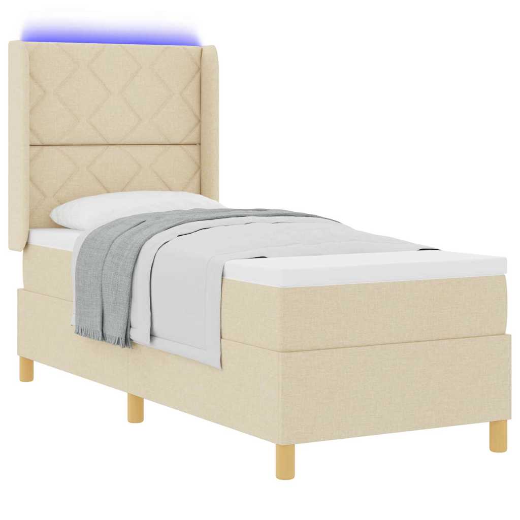 Lit à ressorts avec matelas Crème 80 x 200 cm tissu - XIOS