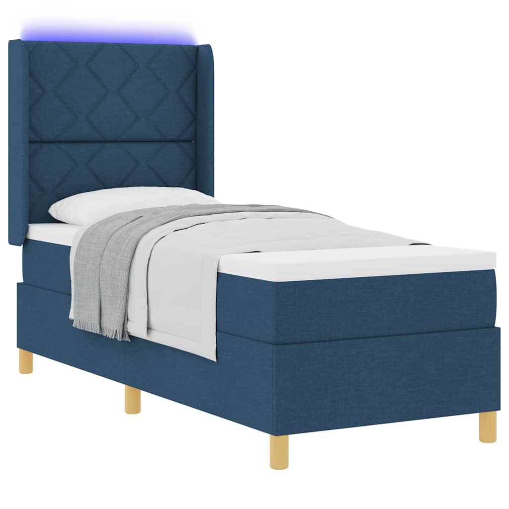 Lit à ressorts avec matelas Bleu 80 x 200 cm tissu - XIOS