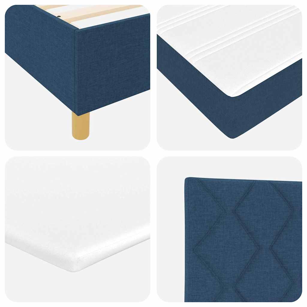 Lit à ressorts avec bandes LED Bleu 90 x 190 cm tissu