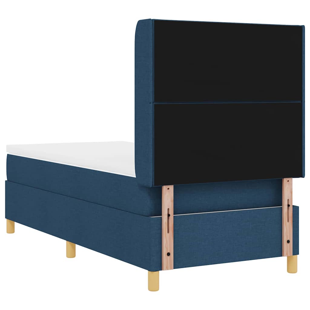Lit à ressorts avec bandes LED Bleu 90 x 190 cm tissu