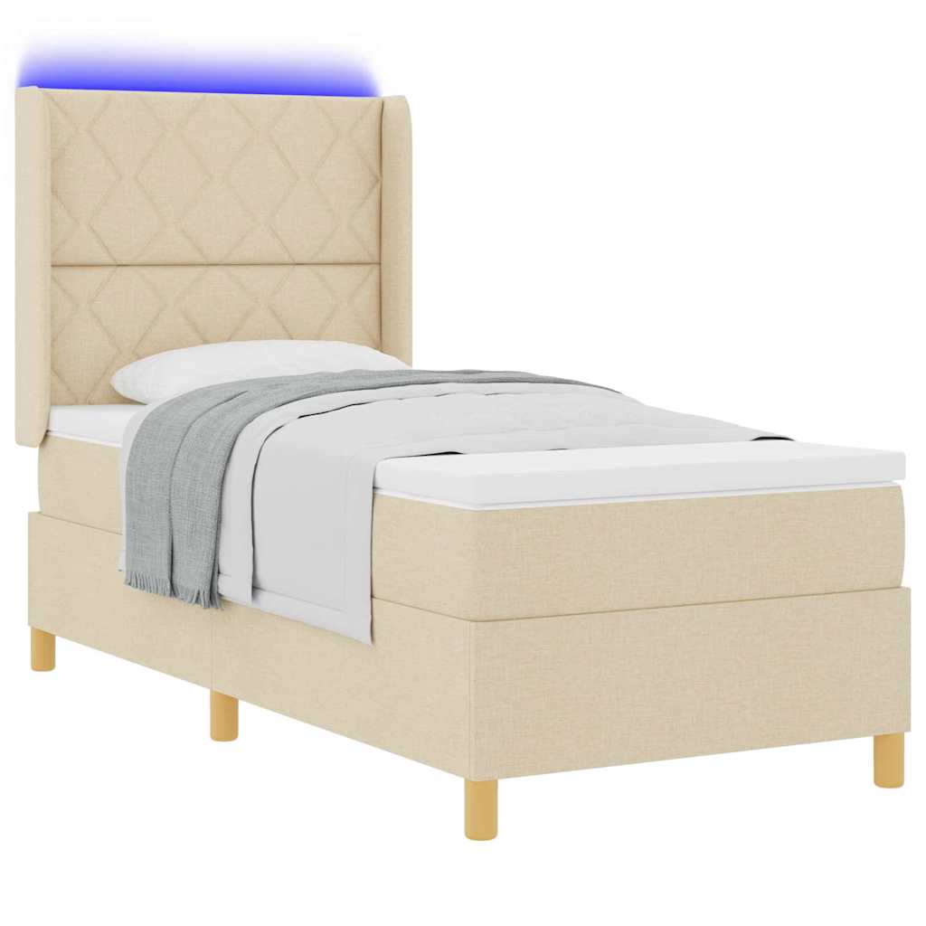 Lit à ressorts avec bandes LED Crème 90 x 200 cm tissu - XIOS Store SNC