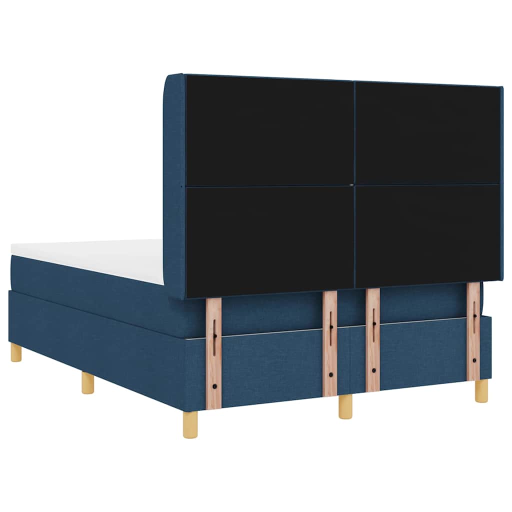 Lit à ressorts avec bandes LED Bleu 140 x 200 cm tissu