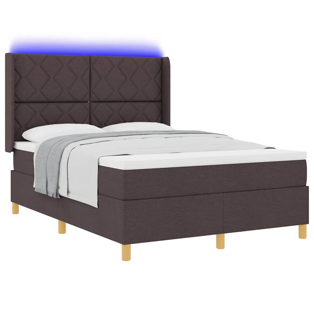Lit à ressorts avec matelas Marron 160 x 200 cm tissu - XIOS