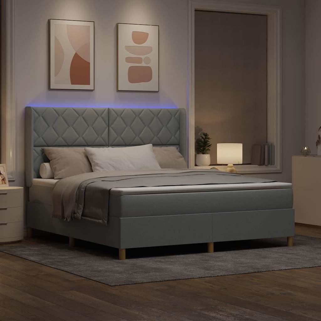 Lit à ressorts avec matelas Gris clair 180 x 200 cm tissu - XIOS