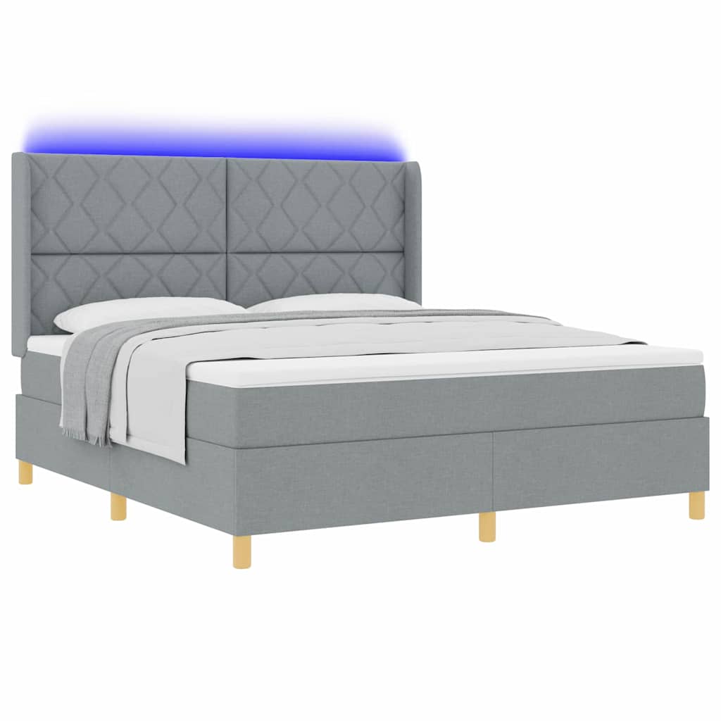 Lit à ressorts avec matelas Gris clair 180 x 200 cm tissu - XIOS