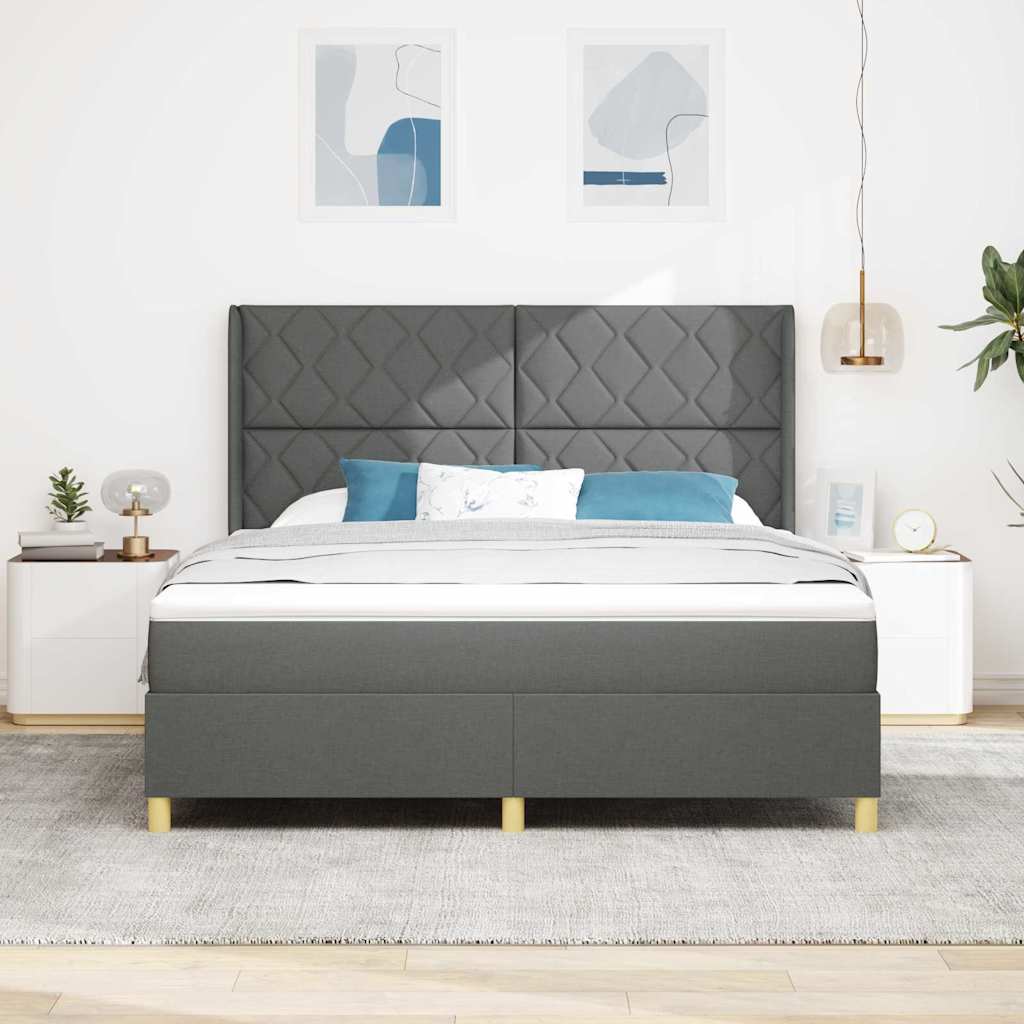 Lit à ressorts avec matelas Gris 180 x 200 cm tissu - XIOS