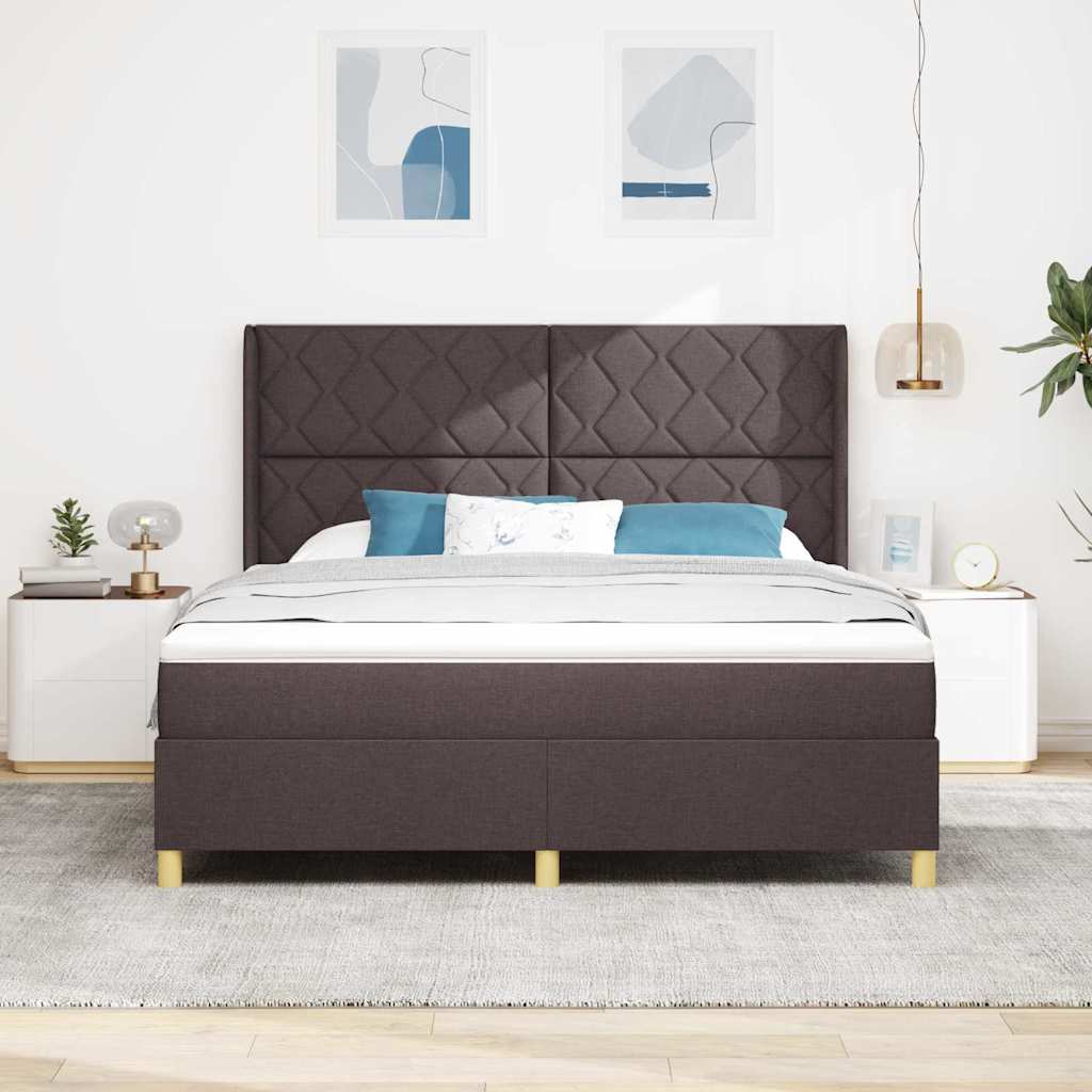 Lit à ressorts avec matelas Marron 180 x 200 cm tissu - XIOS