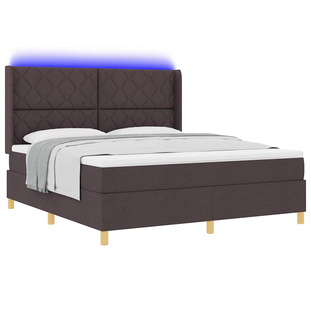 Lit à ressorts avec matelas Marron 180 x 200 cm tissu - XIOS