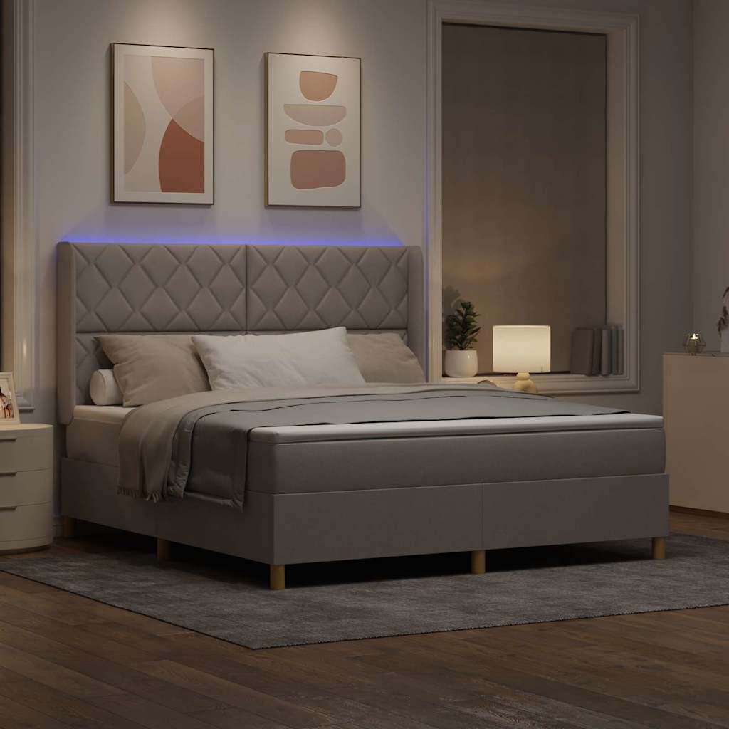 Lit à ressorts avec matelas Taupe 180 x 200 cm tissu - XIOS