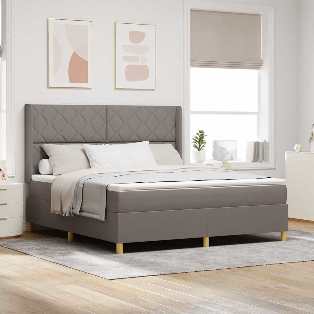 Lit à ressorts avec matelas Taupe 180 x 200 cm tissu - XIOS