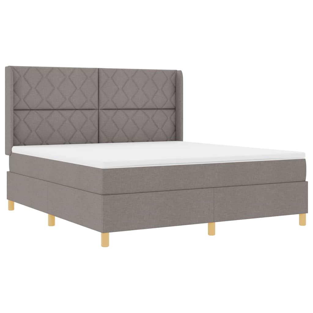 Lit à ressorts avec matelas Taupe 180 x 200 cm tissu - XIOS