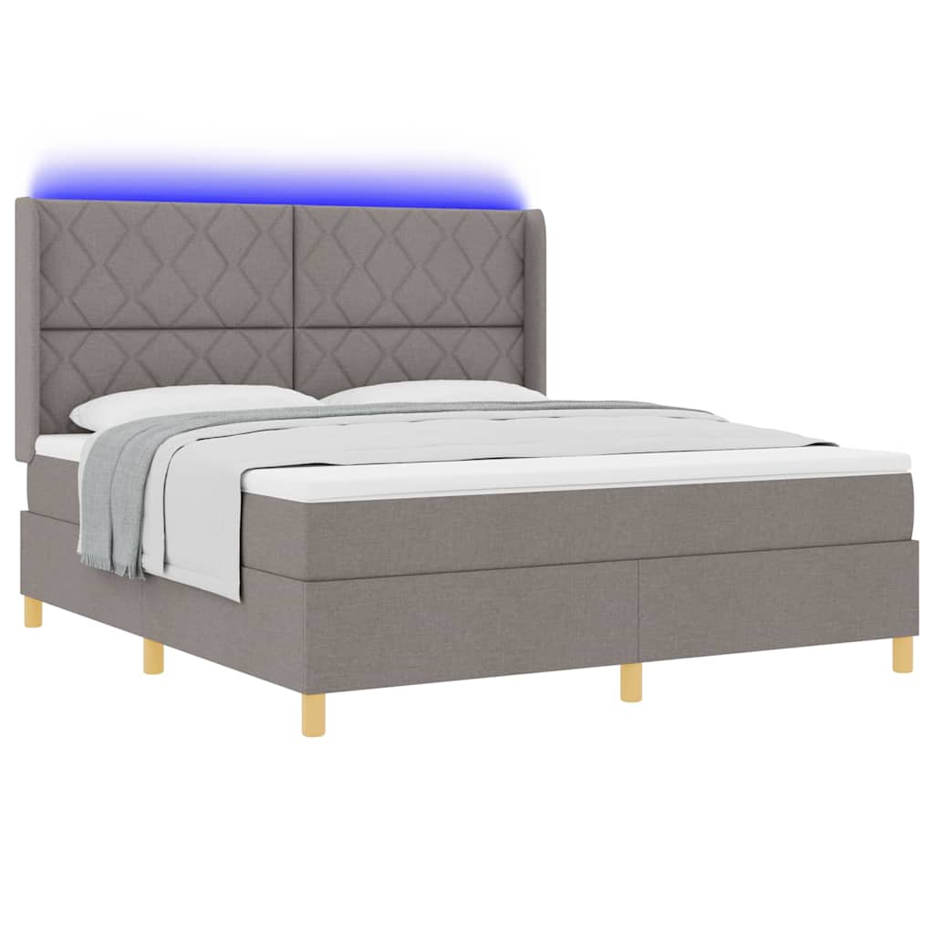 Lit à ressorts avec matelas Taupe 180 x 200 cm tissu - XIOS