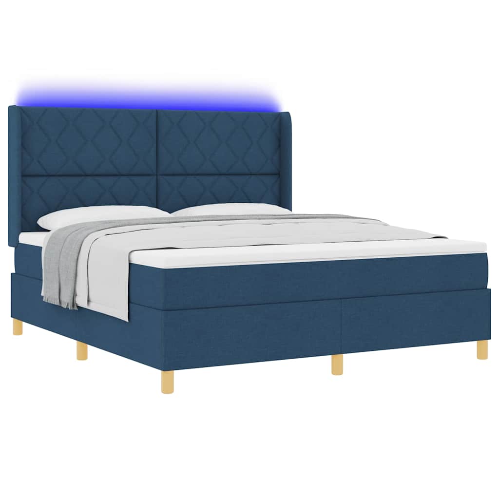 Lit à ressorts avec matelas Bleu 180 x 200 cm tissu - XIOS