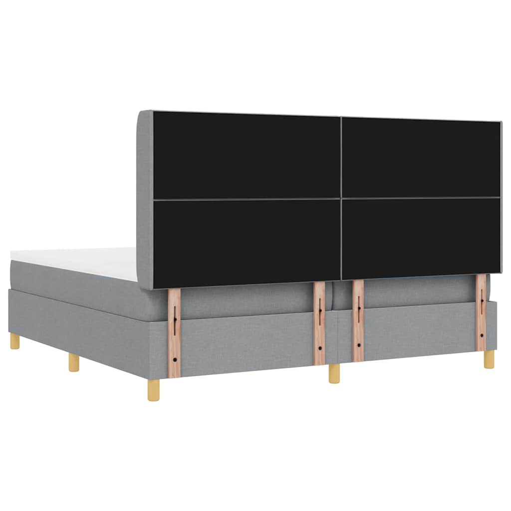 Lit à ressorts avec matelas Gris clair 200 x 200 cm tissu - XIOS