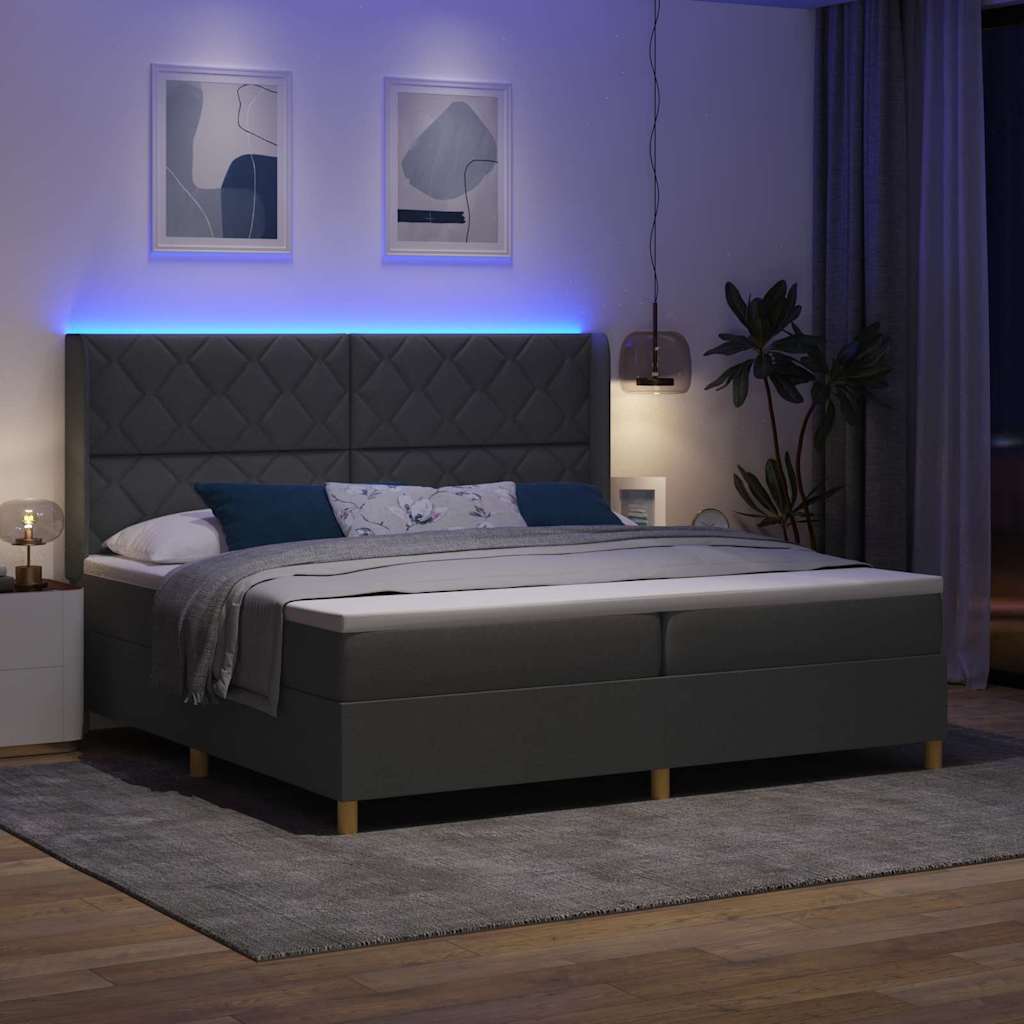 Lit à ressorts avec matelas Gris 200 x 200 cm tissu - XIOS