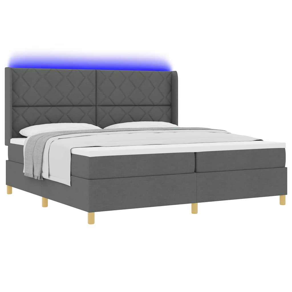 Lit à ressorts avec matelas Gris 200 x 200 cm tissu - XIOS
