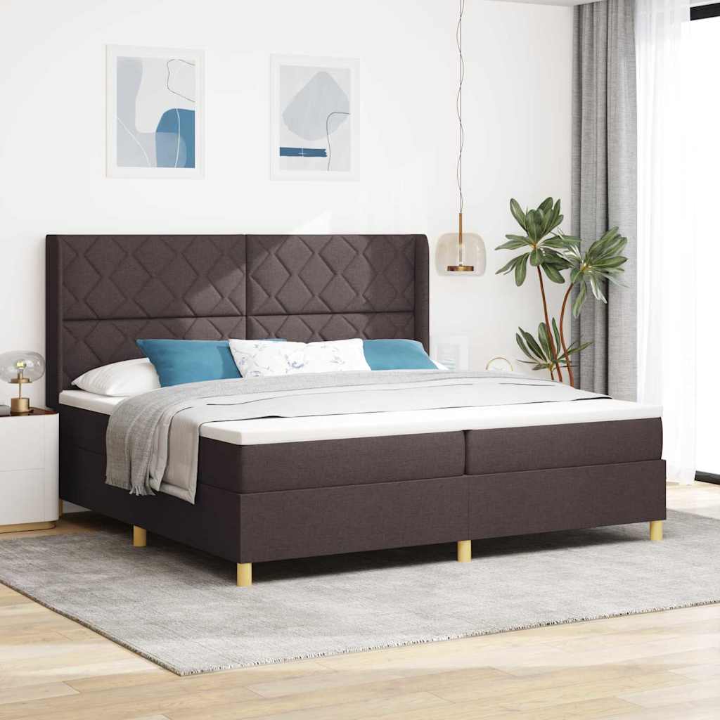 Lit à ressorts avec matelas Marron 200 x 200 cm tissu - XIOS