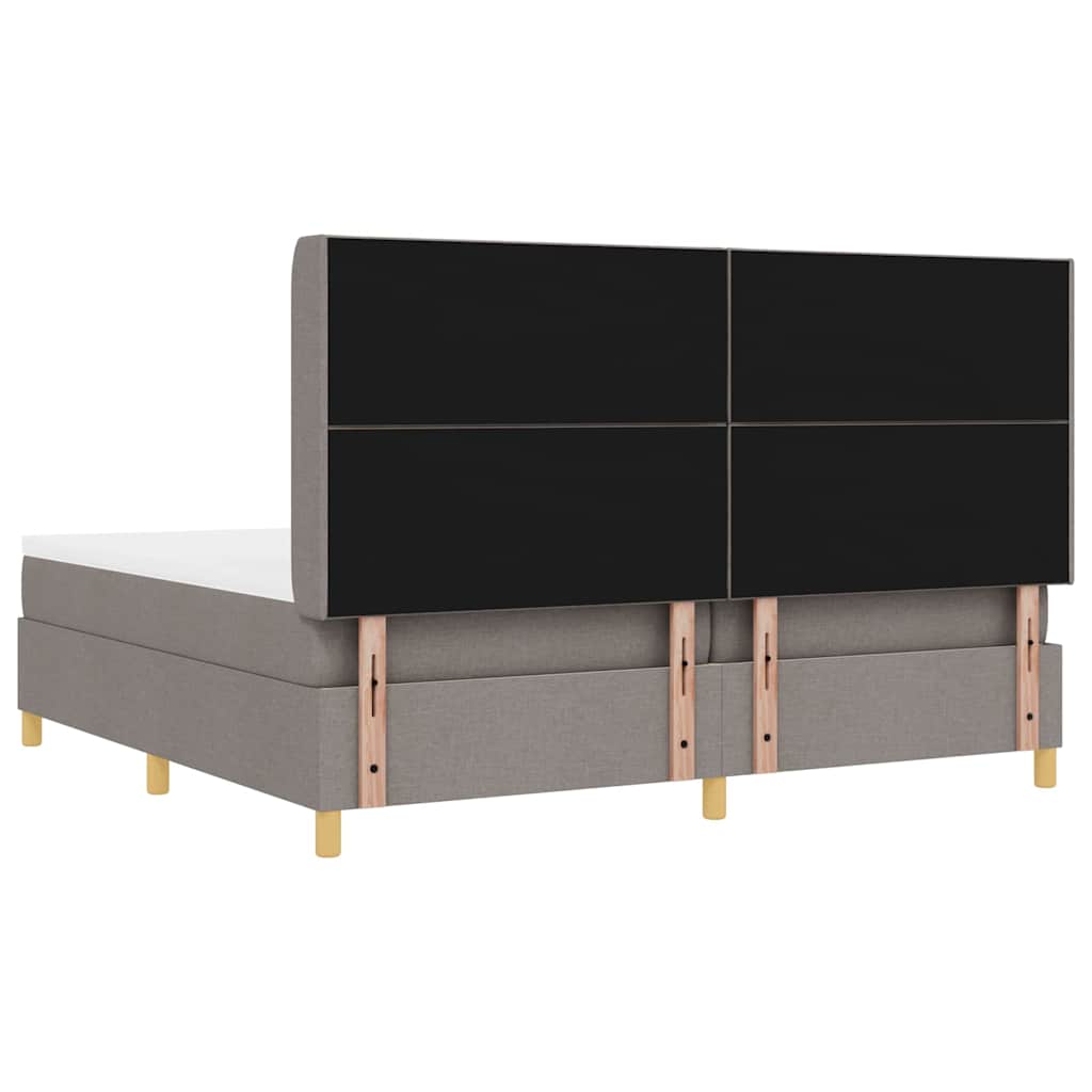 Lit à ressorts avec matelas Taupe 200 x 200 cm tissu - XIOS