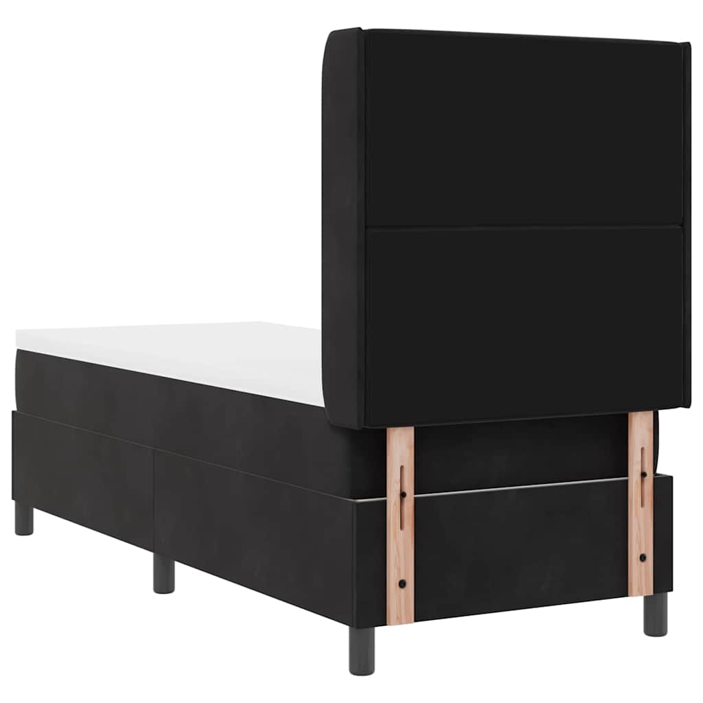 Lit à ressorts avec matelas avec LED Noir 80 x 200 cm Velours