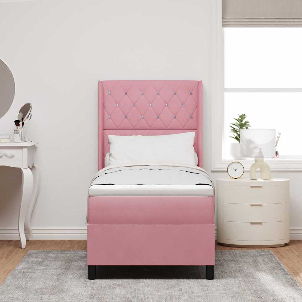 Lit à ressorts avec matelas avec LED Rose 80 x 200 cm Velours