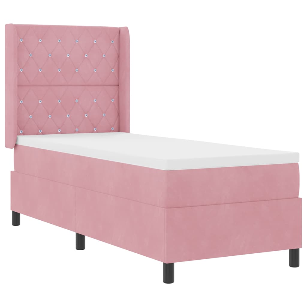 Lit à ressorts avec matelas avec LED Rose 80 x 200 cm Velours