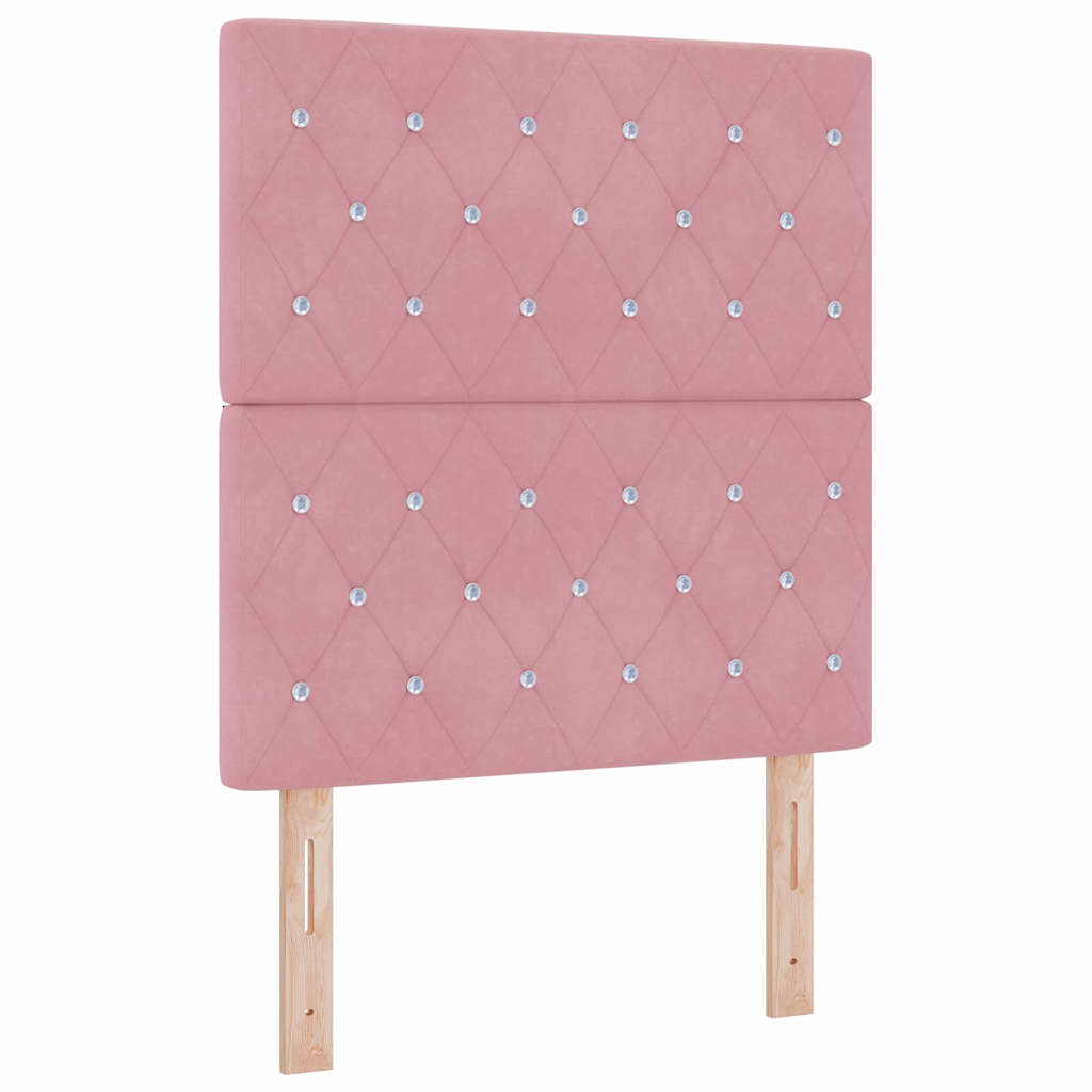 Lit à ressorts avec matelas avec LED Rose 80 x 200 cm Velours