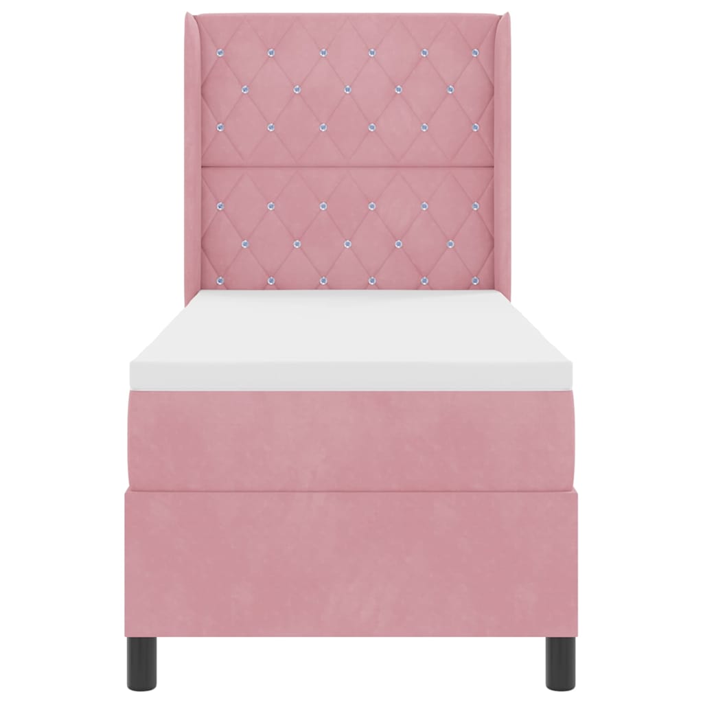 Lit à ressorts avec matelas avec LED Rose 80 x 200 cm Velours