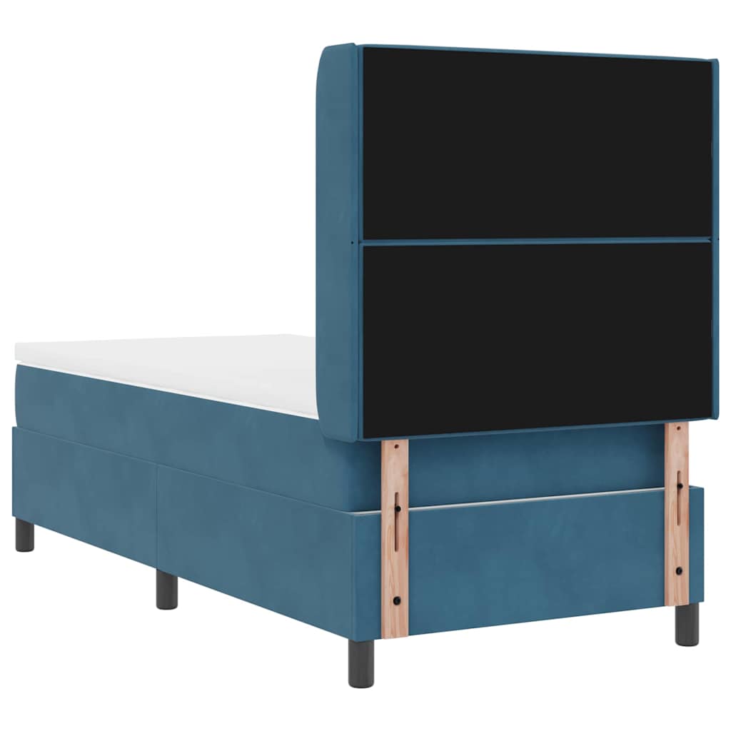 Lit à ressorts avec matelas avec LED Bleu 90 x 200 cm Velours