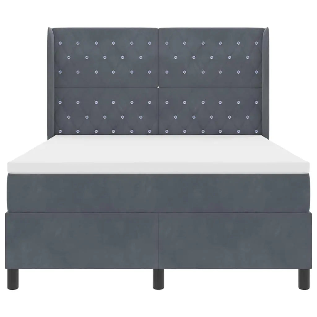 Lit à ressorts avec bandes LED Gris foncé 140 x 190 cm Velours - XIOS