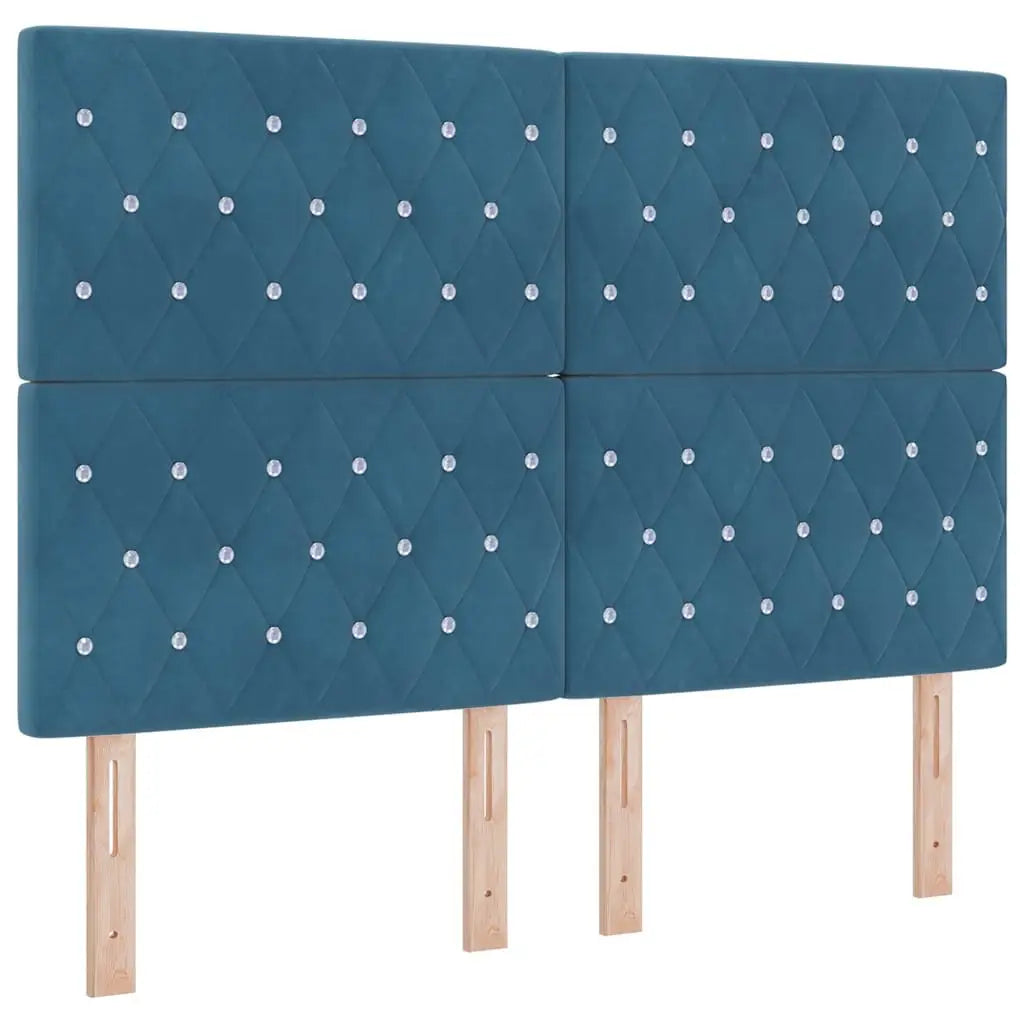 Lit à ressorts avec bandes LED Bleu 140 x 190 cm Velours - XIOS
