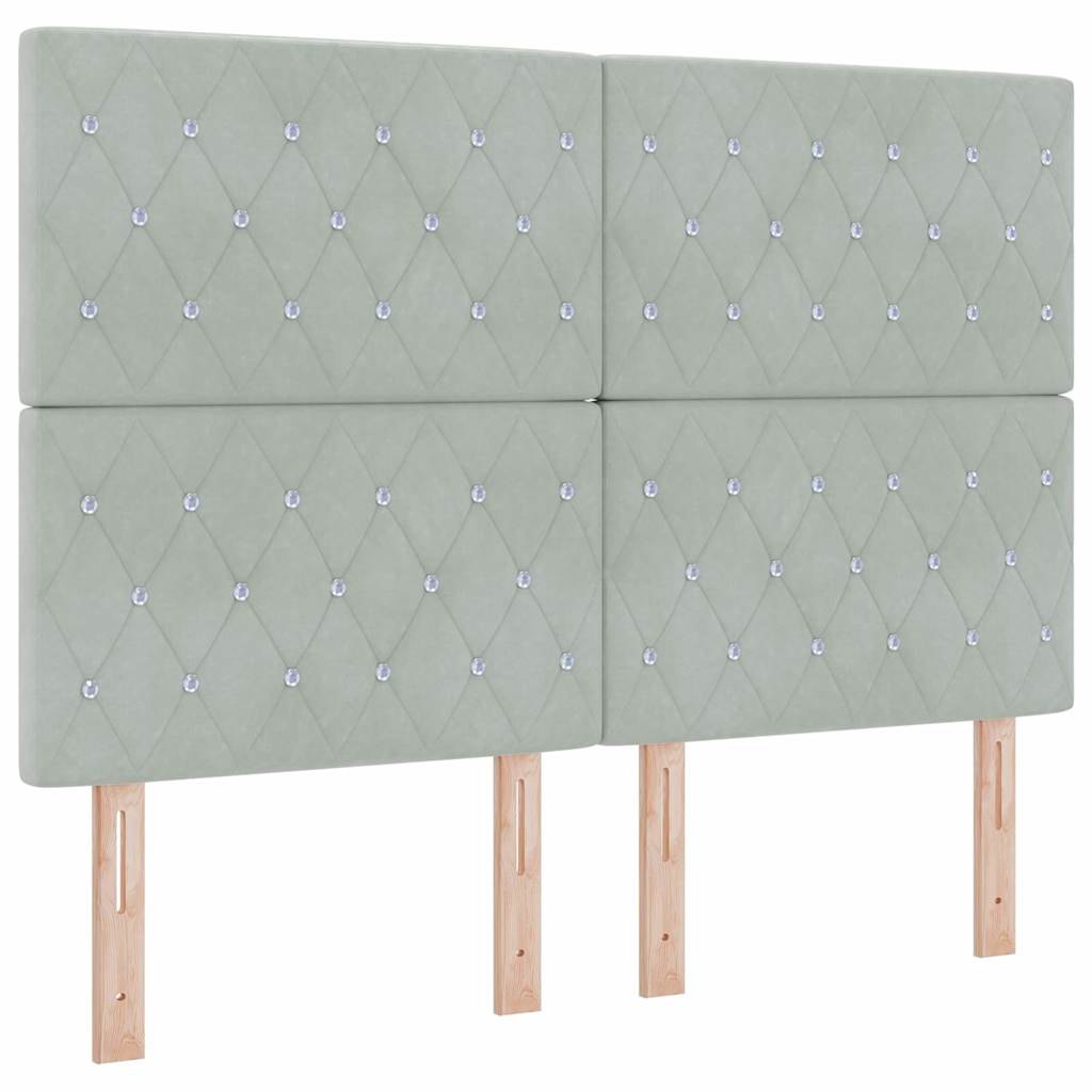 Lit à Ressorts avec Matelas LED Gris clair 140 x 200 cm Velours - XIOS