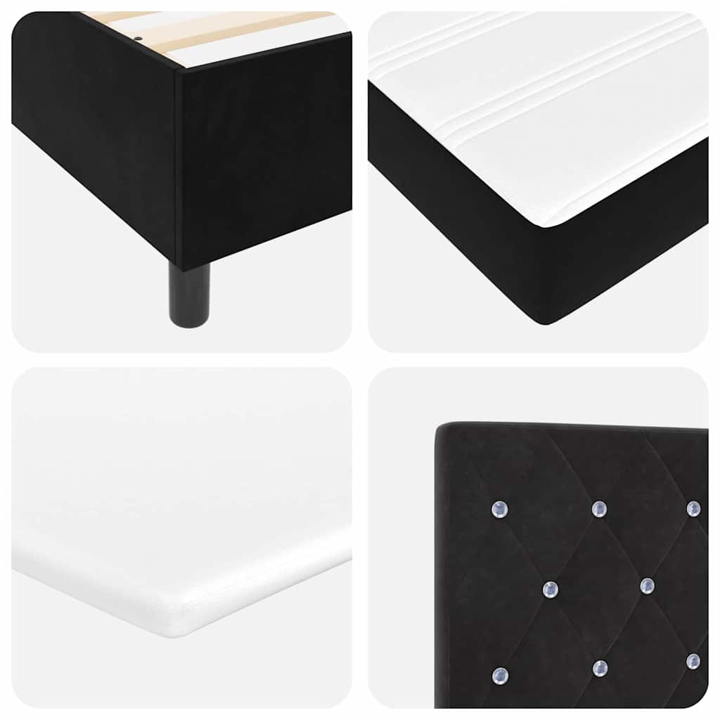 Lit à Ressorts avec Matelas LED Noir 160 x 200 cm Velours - XIOS