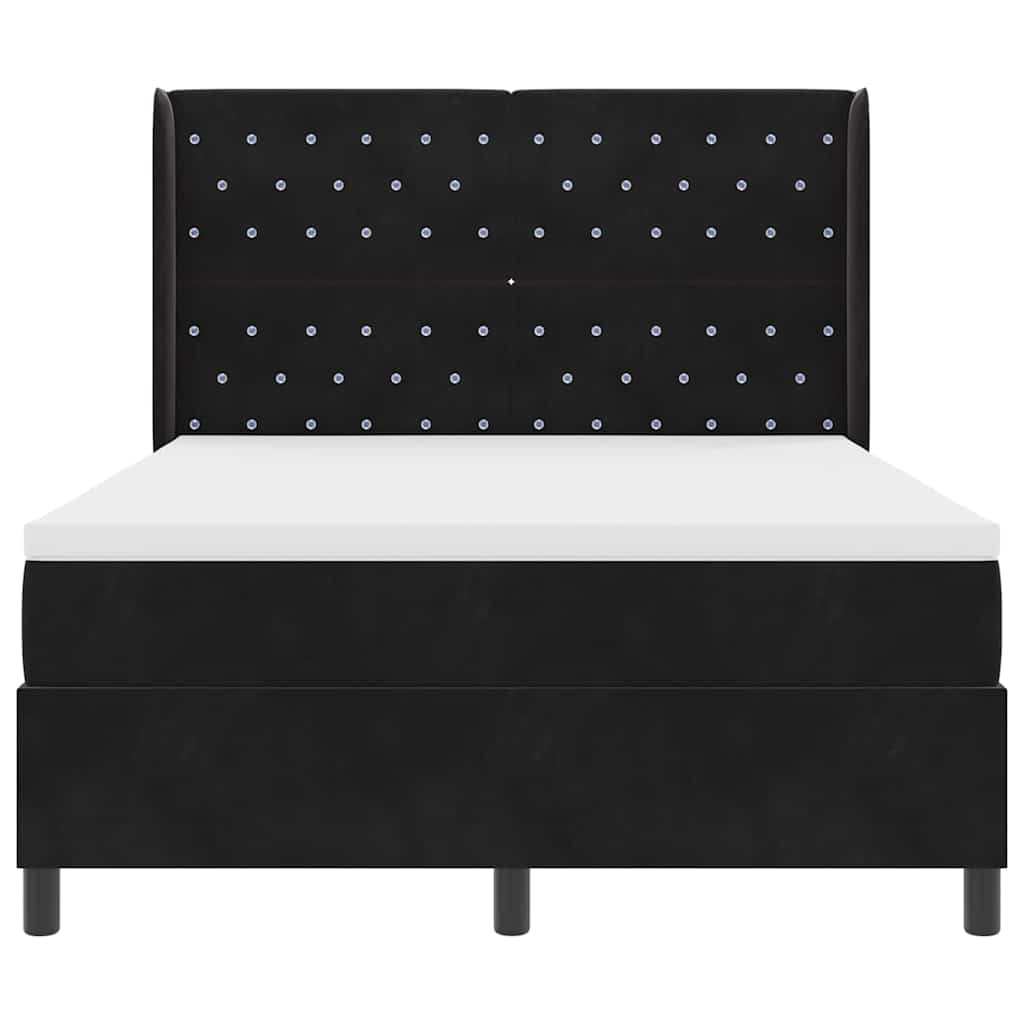 Lit à Ressorts avec Matelas LED Noir 160 x 200 cm Velours - XIOS
