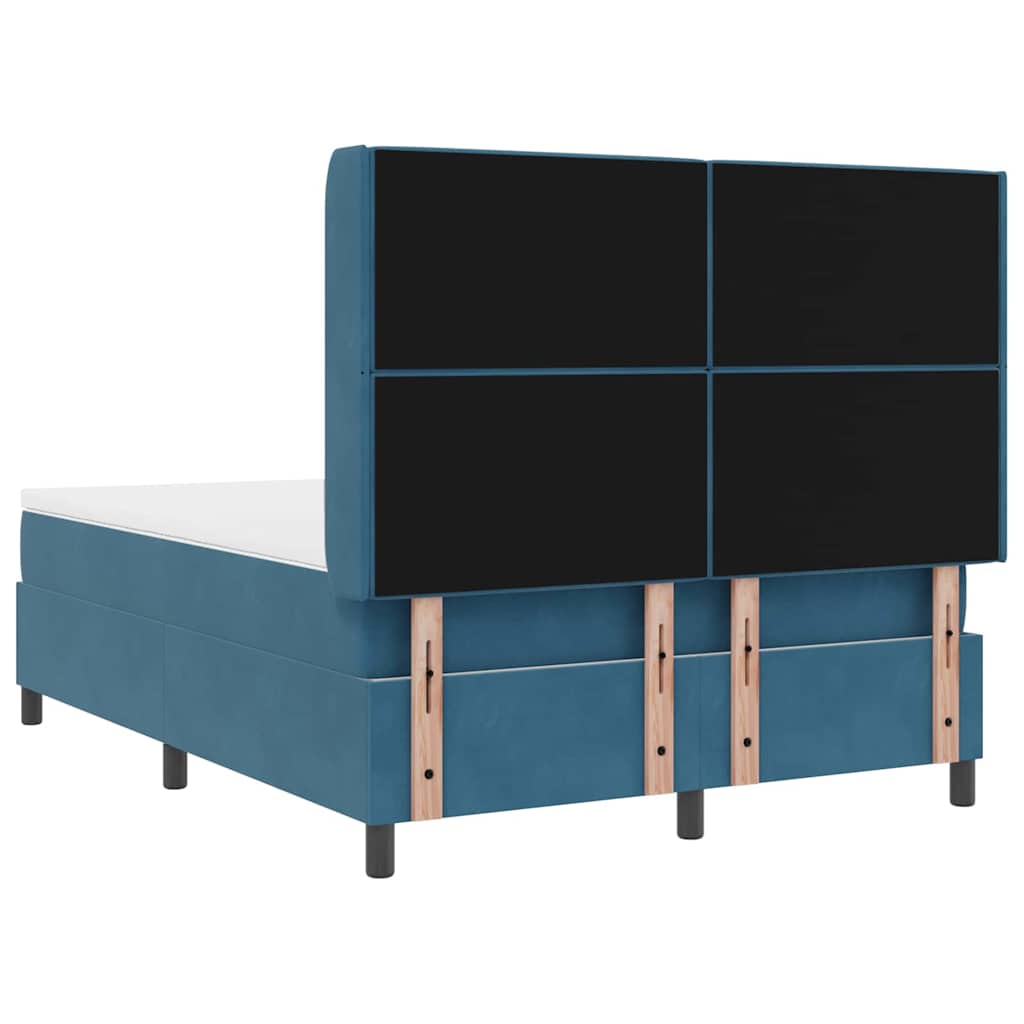 Lit à Ressorts avec Matelas LED Bleu 160 x 200 cm Velours - XIOS