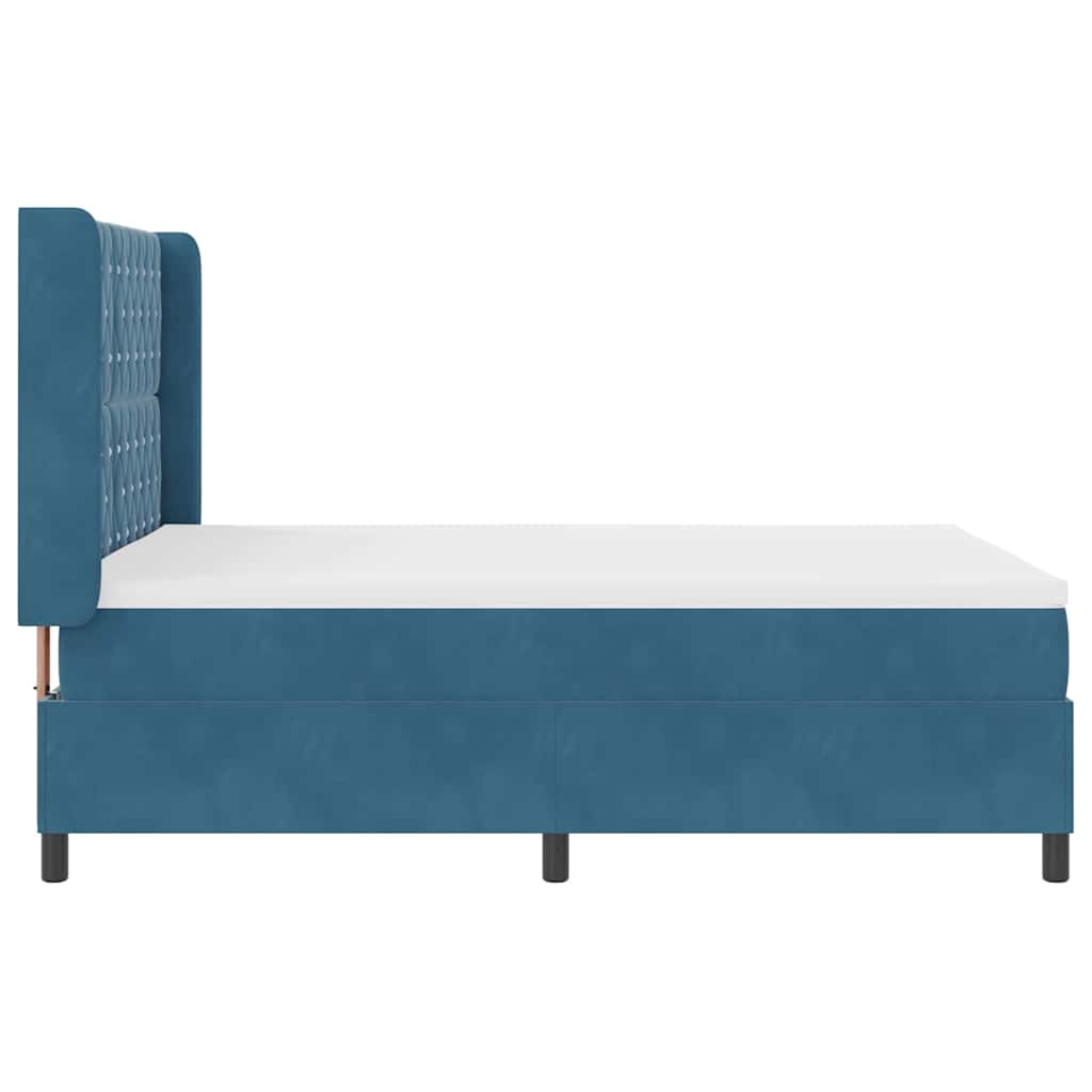 Lit à Ressorts avec Matelas LED Bleu 160 x 200 cm Velours - XIOS