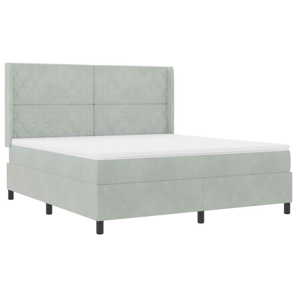 Lit à Ressorts avec Matelas LED Gris clair 180 x 200 cm Velours - XIOS