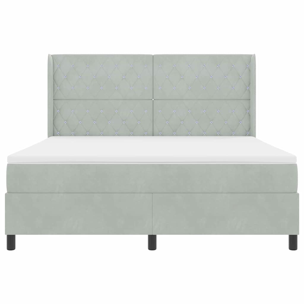 Lit à Ressorts avec Matelas LED Gris clair 180 x 200 cm Velours - XIOS