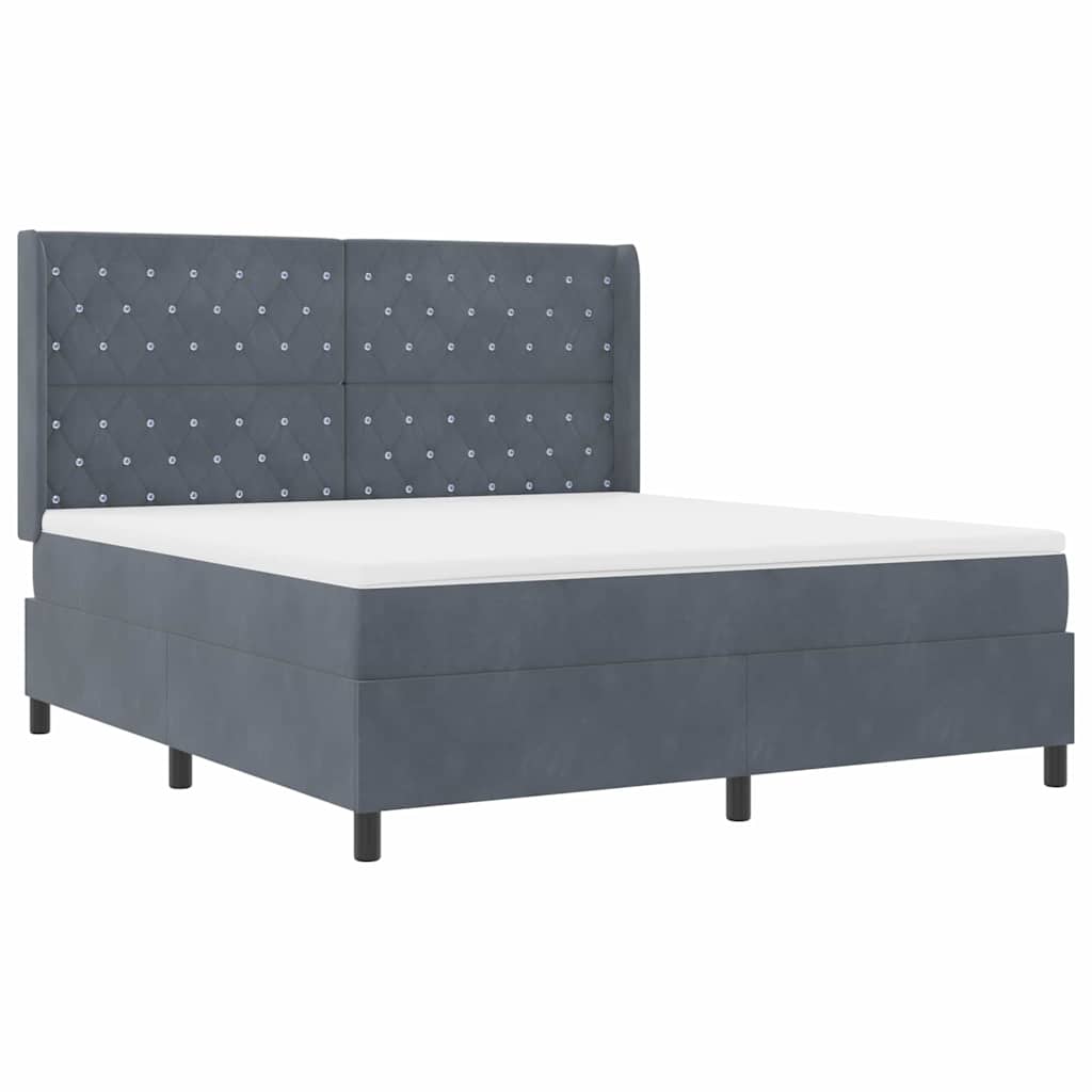 Lit à Ressorts avec Matelas LED Gris foncé 180 x 200 cm Velours - XIOS