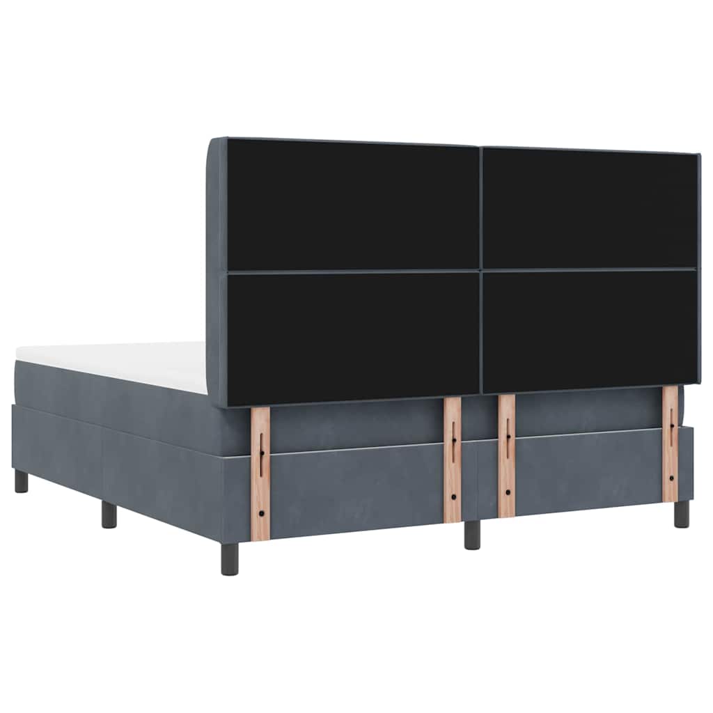 Lit à Ressorts avec Matelas LED Gris foncé 180 x 200 cm Velours - XIOS
