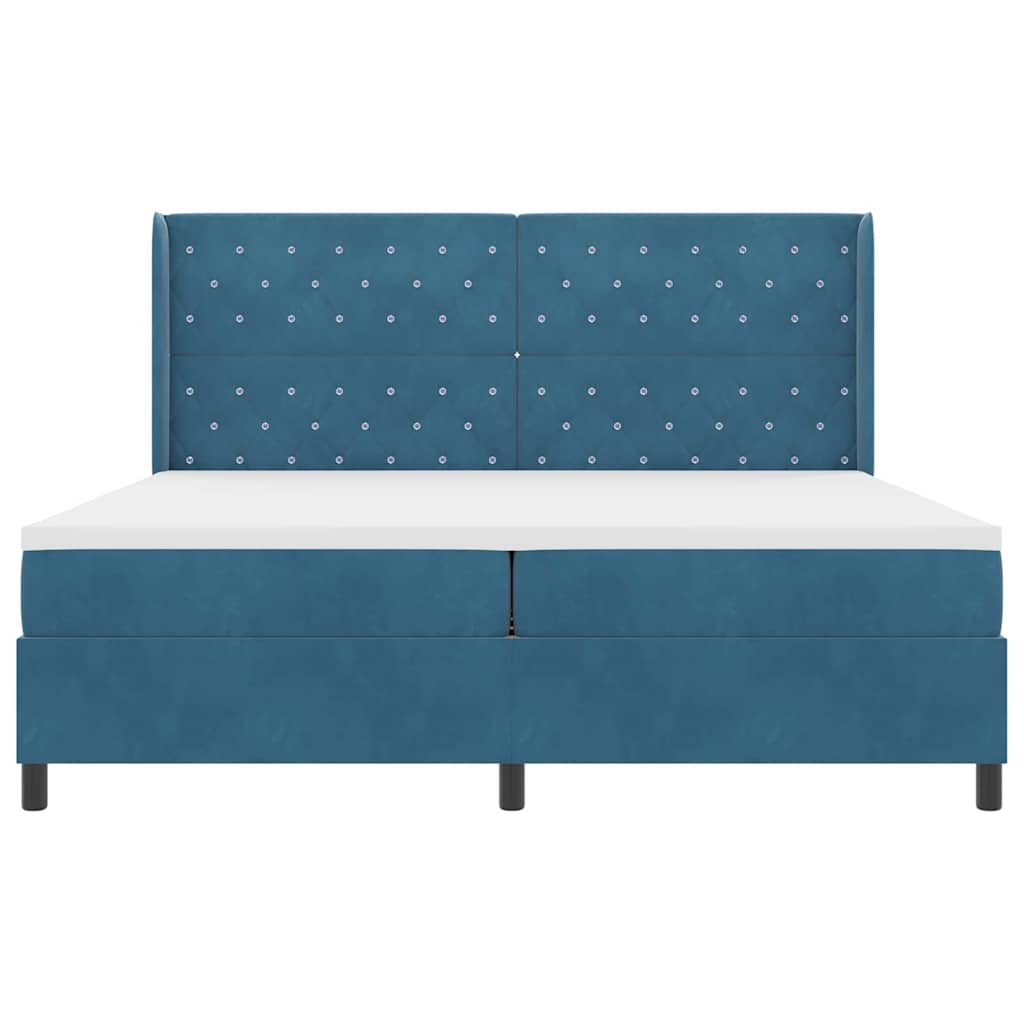 Lit à Ressorts avec Matelas LED Bleu 200 x 200 cm Velours - XIOS