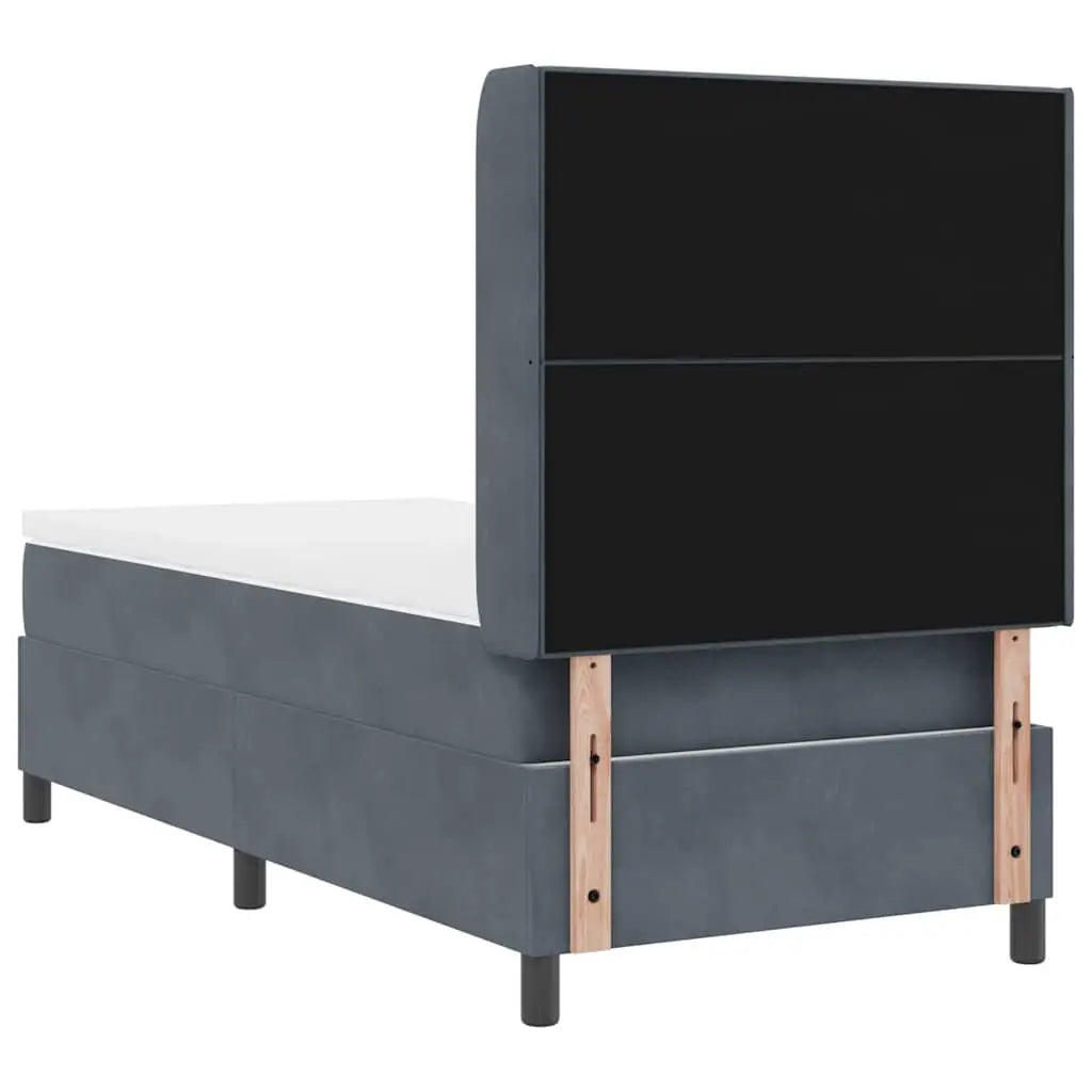 Lit à ressorts avec bandes LED Gris foncé 100 x 200 cm Velours - XIOS