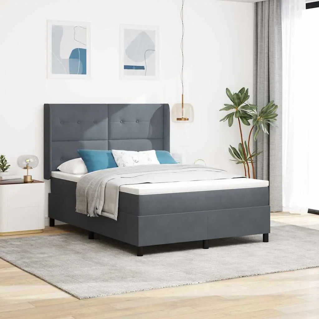Lit à ressorts avec bandes LED Gris foncé 140 x 190 cm Velours - XIOS
