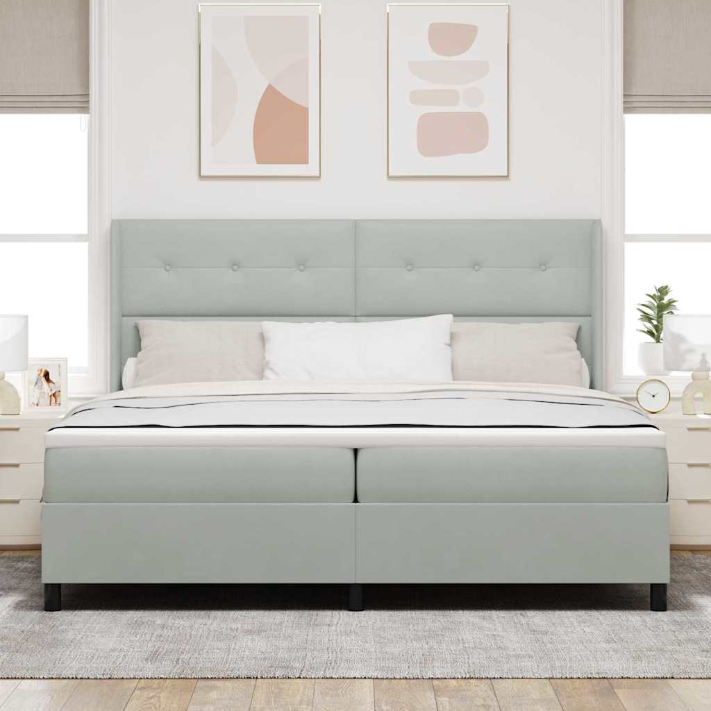 Lit à ressorts avec matelas Gris clair 200 x 200 cm Velours - XIOS
