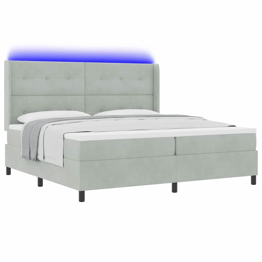 Lit à ressorts avec matelas Gris clair 200 x 200 cm Velours - XIOS