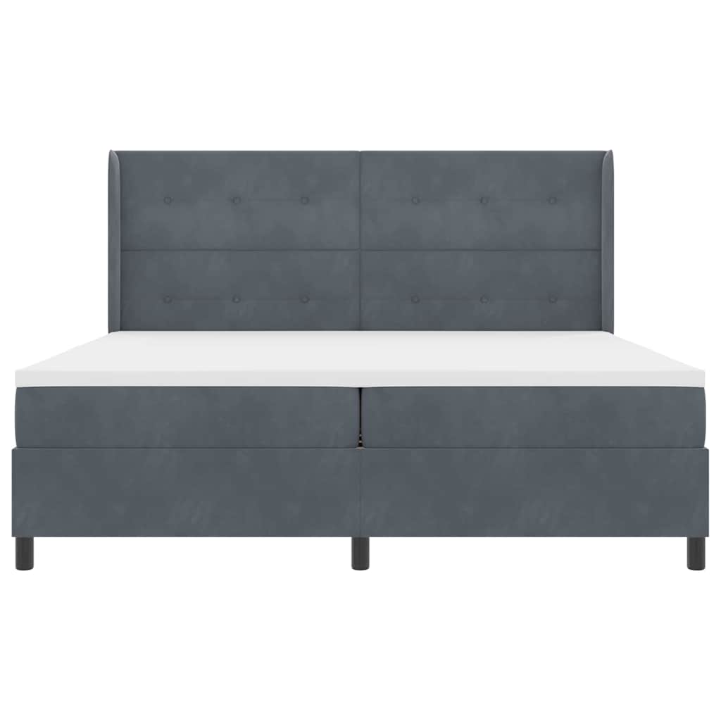 Lit à Ressorts avec Matelas LED Gris foncé 200 x 200 cm Velours - XIOS