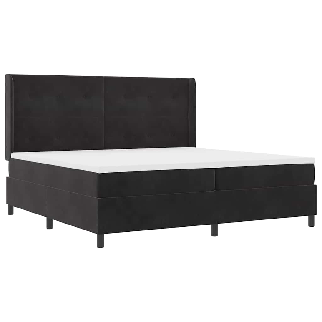 Lit à Ressorts avec Matelas LED Noir 200 x 200 cm Velours - XIOS