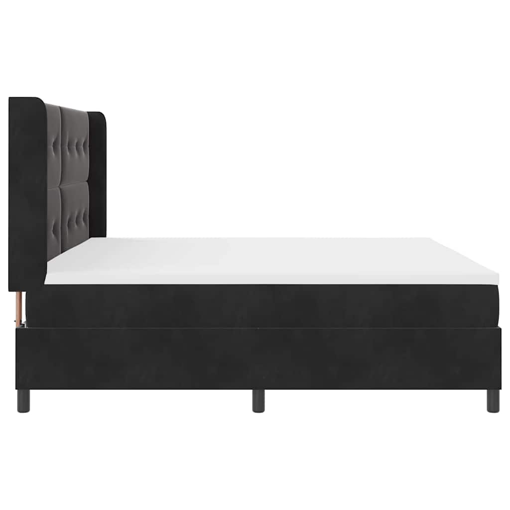 Lit à Ressorts avec Matelas LED Noir 200 x 200 cm Velours - XIOS