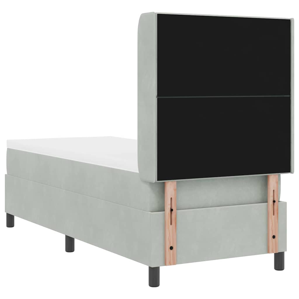 Lit à ressorts avec bandes LED Gris clair 80 x 200 cm Velours